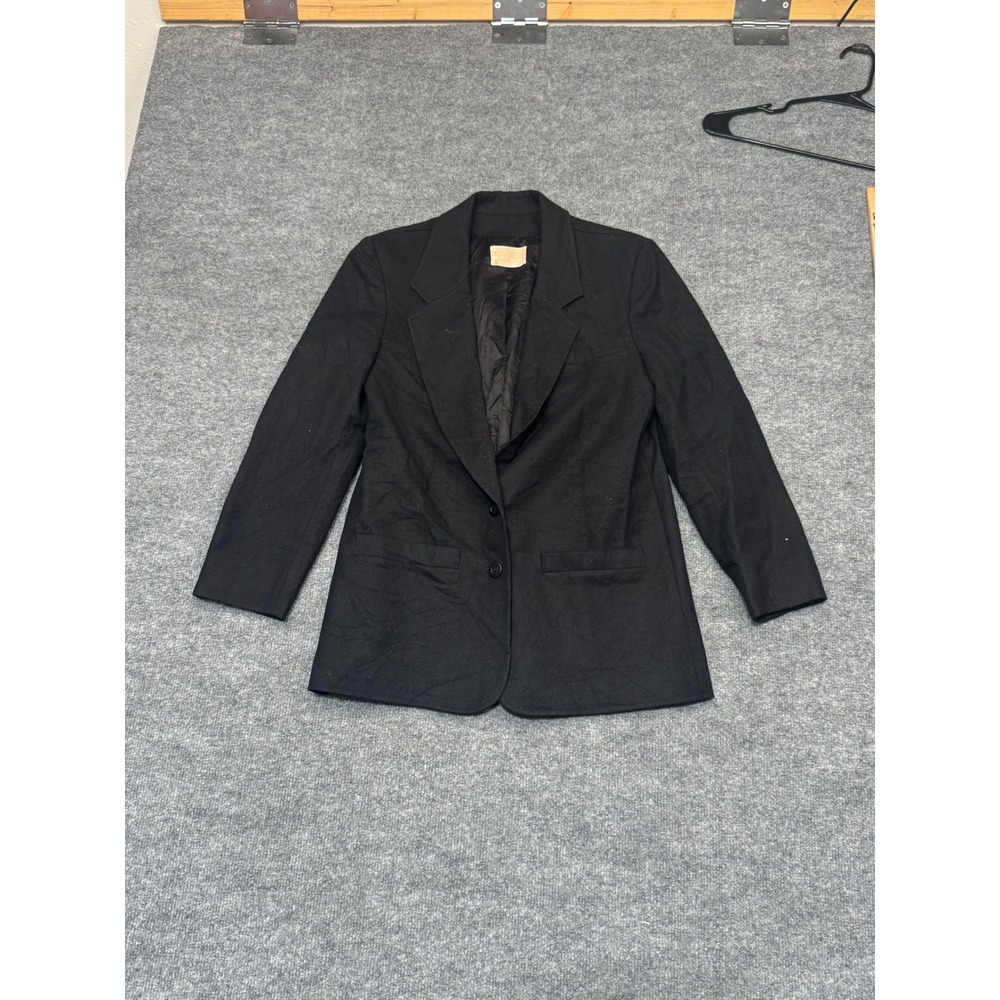 Vintage Pendleton Black Wool Blazer Jacket Made in USA 100% Virgin Wool‎ L Large